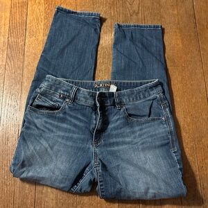 Chicos Platinum Jeans Size 00 Regular Denim Straight Leg Medium Wash Ankle